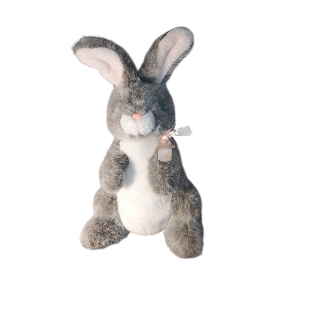 Gray and White Plush Bunny Toy